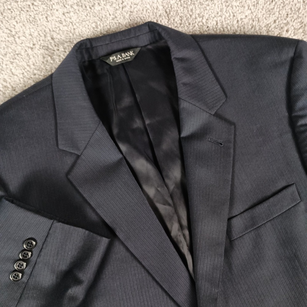 Jos A Bank 44L 39x31 Signature Collection Super 110 Suit Navy‎ Blue Pinstripe